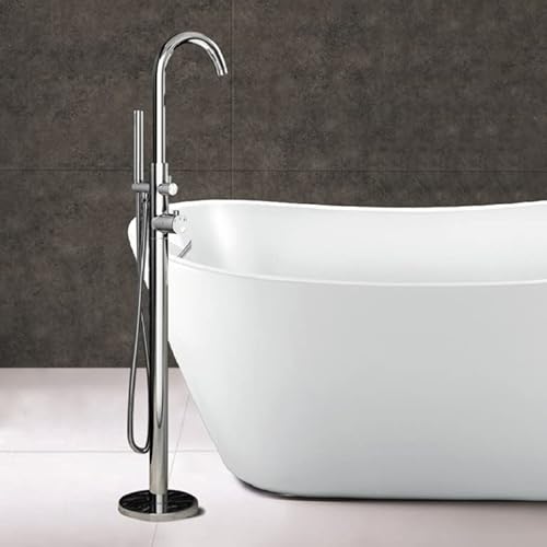 XUYOSDVQ Freistehende Badewannenarmatur, stehende Dusche mit hohem Durchfluss, Badewannenarmatur mit Duschkopf, Duschmischarmatur mit Handbrause, verstellbar, schwenkbar, Chrom Made in China von XUYOSDVQ