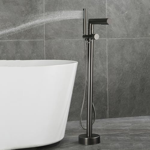 XUYOSDVQ Freistehende Badewannenarmaturen, Gun Grey, Badewannen-Wasserfall-Mischbatterien mit Dusche, 360-Grad-Drehhahn, Badewannenarmatur Made in China von XUYOSDVQ