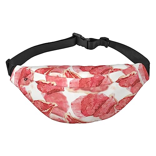 Köstliche Steak Muster Hüfttasche Gürteltasche für Laufen Wandern Reisen Modische Hüfttasche mit verstellbarem Gürtel, Siehe Abbildung, Einheitsgröße, Lässiger Tagesrucksack Köstliche Steak Muster Hüfttasche Gürteltasche für Laufen Wandern Reisen Modische Hüfttasche mit verstellbarem Gürtel, Siehe Abbildung, Einheitsgröße, Lässiger Tagesrucksack von XVBCDFG