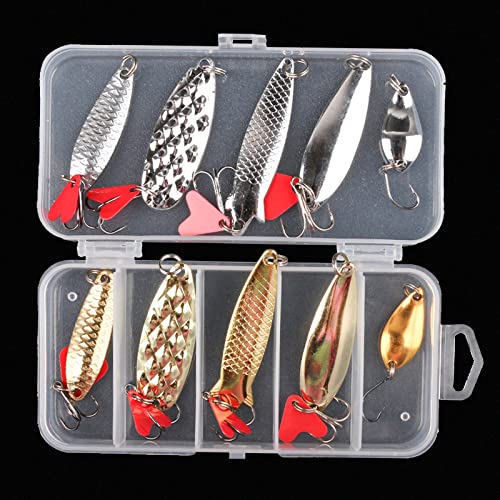XVZ Angelköder Set, 10 Stück Kunstköder Blinker/Spinner/Wobbler Set mit Haken Hard Popper Köder für Forelle, Barsch, Hecht, Fischen Geschenk für Männe XVZ Angelköder Set, 10 Stück Kunstköder Blinker/Spinner/Wobbler Set mit Haken Hard Popper Köder für Forelle, Barsch, Hecht, Fischen Geschenk für Männe von XVZ