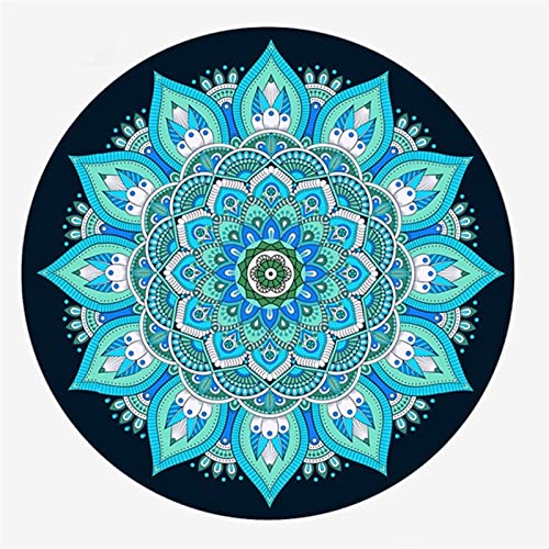 XWJLAILE Blaue runde Meditations-Yogamatte, Übungs-Fitness-Pad, weicher, rutschfester Teppich für Zuhause/draußen, leicht zu reinigende und farbechte Pilates-Teppiche (Farbe: B, Größe: 150 x 150 cm) von XWJLAILE