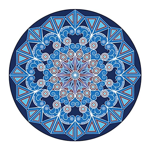 XWJLAILE Blaue runde Meditations-Yogamatte, Übungs-Fitness-Pad, weicher, rutschfester Teppich für Zuhause/im Freien, leicht zu reinigende und farbechte Pilates-Teppiche (Farbe: A, Größe: 160 x 160 von XWJLAILE