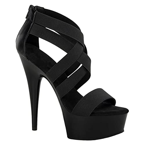 XWJLAILE Damen 6IN Stiletto High Heel Sandalen Sexy Römischer Stil Gladiator Sandalen Casual Urlaub Hochzeit Party Kleid Nachtclub Pumps Größe 34-46 von XWJLAILE