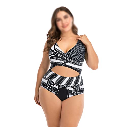 XWJLAILE Damen-Bikini-Set mit hoher Taille, Badebekleidung in Übergröße, Übergröße, Strandbekleidung für Damen in Übergröße (Farbe: A, Größe: XXL-Code) (A XXXL-Code) von XWJLAILE