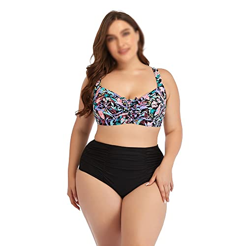 XWJLAILE Damen-Bikinis-Set, Badebekleidung in Übergröße, Badeanzug mit hoher Taille, große Badebekleidung in Übergröße, Strandbekleidung (Farbe: A, Größe: XXXXL-Code) (A XL-Code) von XWJLAILE