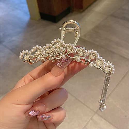 XWJLAILE Haar Klaue Clips Frauen Süße Kühle Perle Legierung Mosaik Haarnadel Quaste Greif Clip Mädchen Temperament Shark Clip Haar Zubehör 01 von XWJLAILE