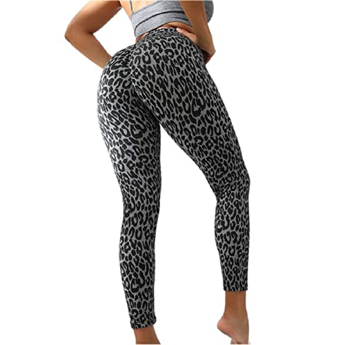 XWJLAILE Hohe Taille, Leopardenmuster, Pfirsich-Hüft-Fitnesshose, Damen-Netz-Rot-Leggings, schnell trocknende Hüft-Yogahose von XWJLAILE