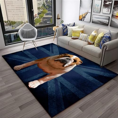 XWJLAILE Moderner Teppich mit Tiermotiv, französische Bulldogge, waschbarer Wohnzimmerteppich, Rutschfester Teppich mit weichem Akzent, 100 x 200 cm/39,37 x 78,74 Zoll, Bodenteppich für Wohnzimmer, von XWJLAILE