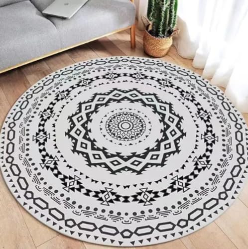 XWJLAILE Runde Yoga-Meditationsmatte, Mandala-Boho-Teppich, psychedelischer Blumenraum, dekorative Bodenmatten, Sofa-Stuhlmatte, 160 cm von XWJLAILE