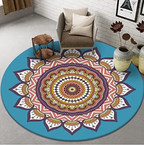 XWJLAILE Runder Yoga-Meditationsteppich – Chakra-Blume des Lebens-Bereichsteppiche – Yggdrasil-Reiki-Mandala-Bodenmatten 200 cm von XWJLAILE