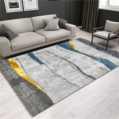 XWJLAILE Teppich-Eckteppich für Wohnzimmer, grau-Blauer, klassischer, unregelmäßiger, geometrischer Design-Wohnzimmerteppich, pflegeleicht, Flurläufer, superweicher Teppich, 80 x 200 cm von XWJLAILE