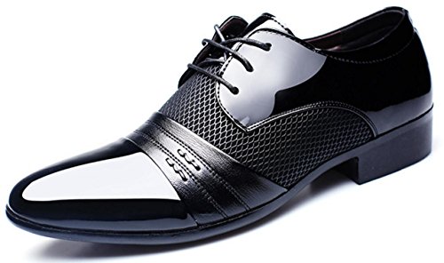 XWZG Herren Lackleder Smoking Kleid Business Schuhe schnüren Sich Oxfords, 45 von XWZG