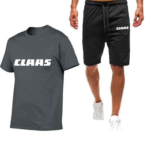 XXSCA Herren Sommer Sportbekleidung - Für CL_AAS Bedruckte Sportbekleidung - Zweiteiliges Sommermode-Lässiges Kurzarm-T-Shirt Und Shorts-Set Grey,3XL von XXSCA