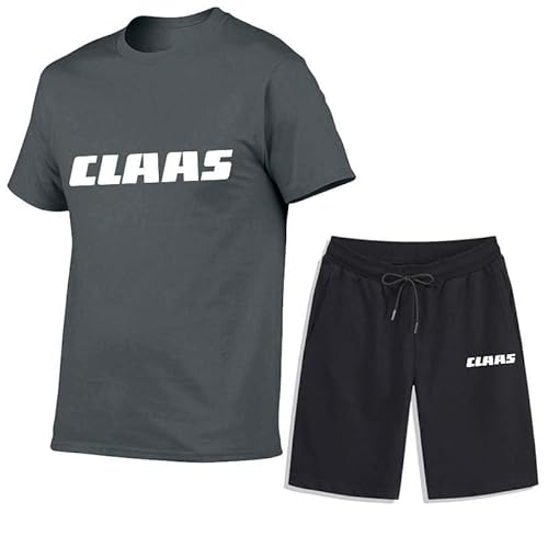 XXSCA Herren T-Shirt Shorts Anzüge, Für CL_AAS Bedrucktes 2-teiliges Casual Sportswear Kurzarm Rundhals + Shorts, Sommer Casual Sport Set Grey,XL von XXSCA