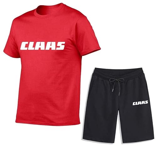 XXSCA Herren T-Shirt Shorts Anzüge, Für CL_AAS Bedrucktes 2-teiliges Casual Sportswear Kurzarm Rundhals + Shorts, Sommer Casual Sport Set Red,2XL von XXSCA