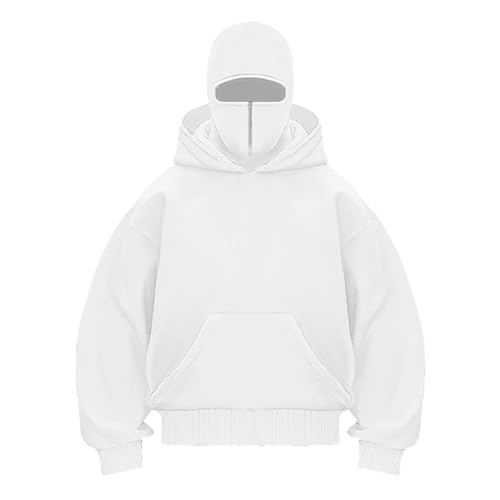 XXSCA Hoodie Herren Hoodie Mit Reißverschluss Winter Wärme Pullover Hoodie Taschen Zipper Kapuzenpullover Sweatshirt Zip Mit Reißverschluss Jacke White,S von XXSCA