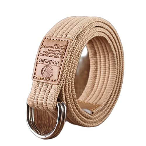 XYFCJK 19 Farben Gürtel Mit Doppel-D-Ring-Schnalle - Militärischer Ripstop-Stoff Tactical Canvas Web Belts, Herren Damen Outdoor Fashion Jeans Jugend Bund,Khaki,120Cm(47.2Inch) von XYFCJK