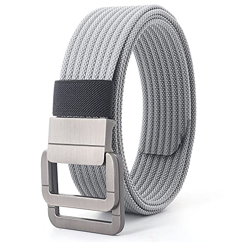 XYFCJK Kontrast-Canvas-Gürtel Mit Doppelringschnalle - Ripstop-Streifen Heavy Duty Military Cloth Tactical Canvas Web Belts, Herren Damen Outdoor-Jeans-Bund,Grau,130Cm von XYFCJK