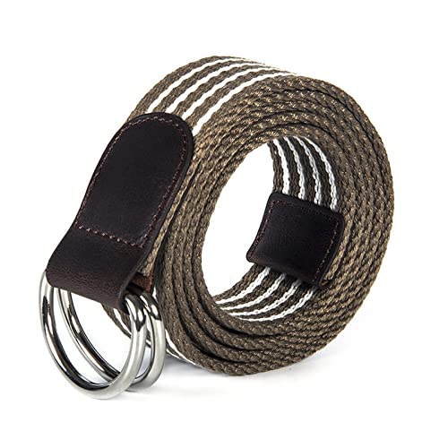 XYFCJK Streifengürtel Mit Doppelter D-Ring-Schnalle - Verstärkung Aus Pu-Leder Militärgewebe Taktische Canvas-Gürtel, Herren-Damen-Outdoor-Jeans-Bund, Khaki, 120 cm * 2St XYFCJK Streifengürtel Mit Doppelter D-Ring-Schnalle - Verstärkung Aus Pu-Leder Militärgewebe Taktische Canvas-Gürtel, Herren-Damen-Outdoor-Jeans-Bund, Khaki, 120 cm * 2St von XYFCJK