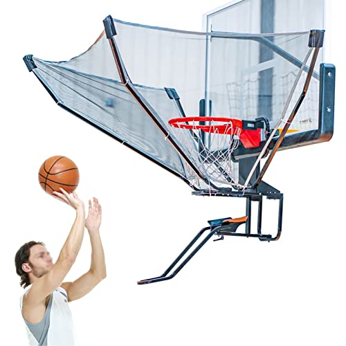 Basketball Shot Returner Schwarzes tragbares Basketball-Rückgabesystem, Basketball-Returns und Schutznetz-Set für den Innen- und Außenbereich, drehbarer Basketball-Rebounder-Schießtrainer von XYFSP