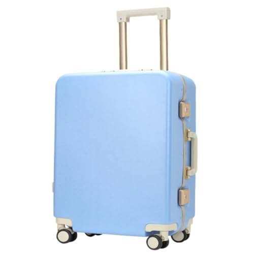 XYGQYJ Koffer Gepäck Damen Leder Strukturiert Mute Universal Rad Passwort Box Langlebiger Und Starker Koffer Trolley Koffer Hartschale(Blue,24in) von XYGQYJ