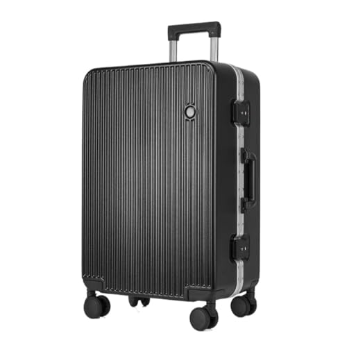 XYGQYJ Koffer Neuer Hartschalenkoffer mit Aluminiumrahmen, 20-Zoll-Boarding-Koffer, Lang- und Kurzstrecken-Trolley Koffer Hartschale(Black,26in) von XYGQYJ