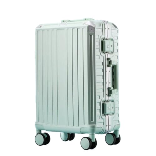 XYGQYJ Koffer Trolley-Koffer mit Aluminiumrahmen, großer Kapazität und langlebigem 22-Zoll-Universalrad-Reise-Check-in-Passwortfeld Koffer Hartschale(Green) von XYGQYJ