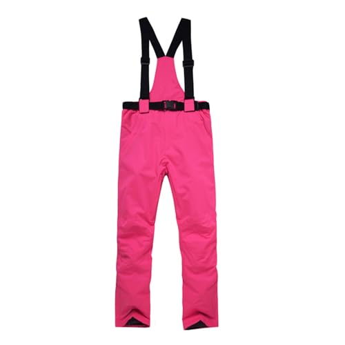 XYHAOAI Damen Herren Schnee Skihose Latzhose Winddicht Wasserdicht Snowboard Ski Latzhose mit Abnehmbaren HosenträGern,Bright pink,S von XYHAOAI