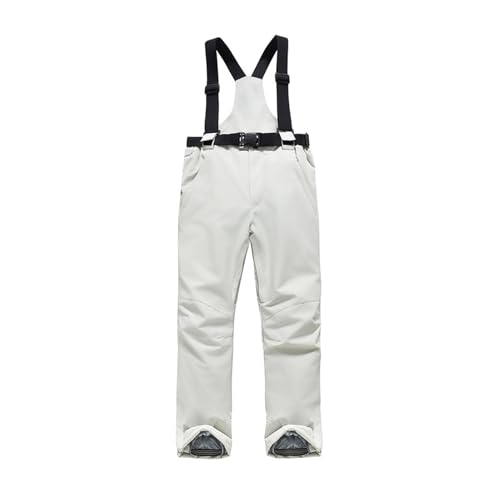 XYHAOAI Damen Herren Schnee Skihose Latzhose Winddicht Wasserdicht Snowboard Ski Latzhose mit Abnehmbaren HosenträGern,White Gray,XXL von XYHAOAI