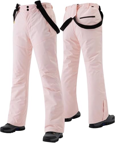 XYHAOAI Damen und Herren Skihose, wasserdichte Schneelatzhose, Skihose füR Den AußEnbereich, Snowboardlatzhose mit HosenträGern,Rosa,S von XYHAOAI