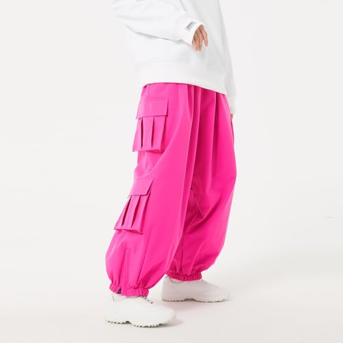 XYHAOAI Damen und Herren Skihose Wandern Ski Schnee Baggy Pants Outdoor Cargo Snowboardhose,Rose red,XL von XYHAOAI