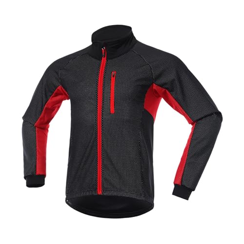 XYHAOAI Fahrradjacke Herren Damen Winter Winddicht Wasserdichter Atmungsaktiv Outdoor Warme Winterjacke Wasserdicht Radjacke für Outdoor-Aktivitäten wie Radfahren,Rot,L von XYHAOAI