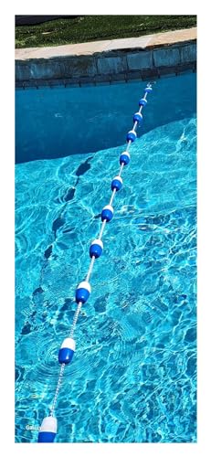 18 Fuß 20 Fuß 30 Fuß 25 Fuß 21 Fuß 15 Fuß 24 Fuß 82 Fuß 40 Fuß 75 Fuß Pool-Seilschwimmer zur Unterteilung des Pools, Sicherheitsseil und Schwimmerset für private/gewerbliche Pools, blau-weiße Po von XYTUJIKL
