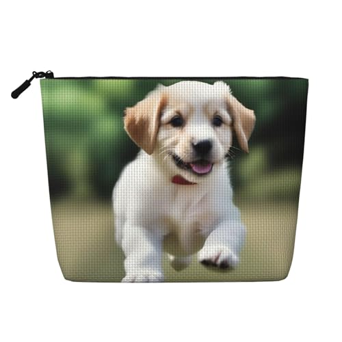 Playful Puppy Make-up-Tasche mit Reißverschluss, wasserabweisend, aus Leinenimitat, einlagig, für den täglichen Gebrauch oder auf Reisen, Schwarz , Einheitsgröße von XZDAL