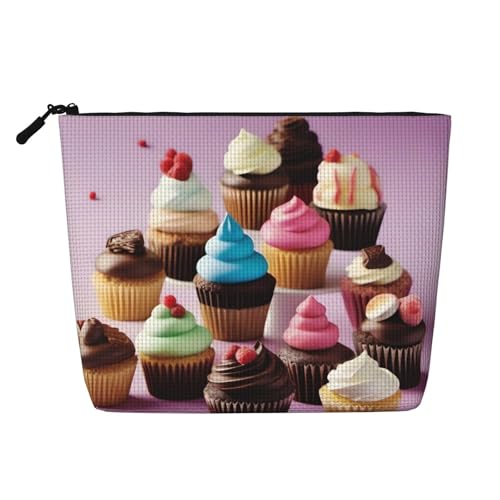 Sweet Treats wasserabweisende Make-up-Tasche aus Kunstleinen mit Reißverschluss, für den täglichen Gebrauch oder auf Reisen, Schwarz , Einheitsgröße von XZDAL