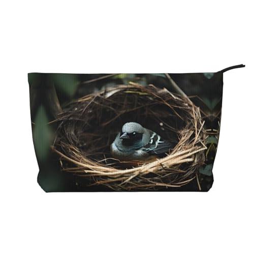 XZDHYZ Little Bird Nest Wiederverwendbare Kosmetiktasche – Niedliche und stilvolle Multifunktionstasche für Reisen, den täglichen Gebrauch und als Geschenk, Schwarz, Einheitsgröße, Schwarz , von XZDHYZ