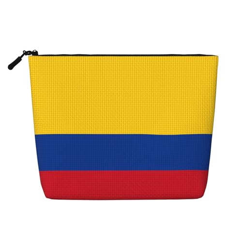 XZDLXJ Make-up-Tasche mit kolumbianischer Flagge, wasserabweisend, Leinenoptik, einlagig, mit Reißverschluss, für den täglichen Gebrauch oder auf Reisen, Schwarz, Einheitsgröße, Schwarz , von XZDLXJ