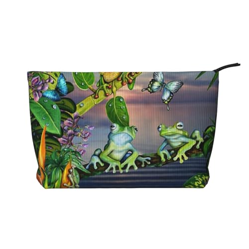 Many Frogs Sing on The Branches Cord Cosmetic Bag: suitable for daily use and short trips, an indispensable gift for girls, Schwarz , Einheitsgröße von XZDWYX