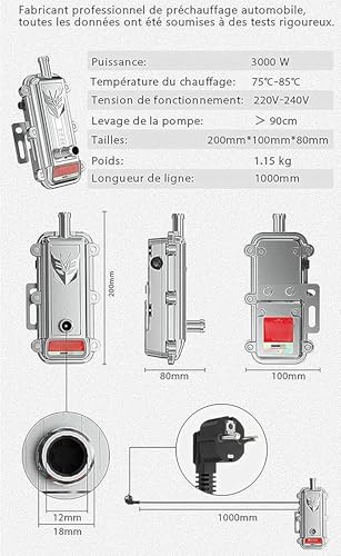 XZLZMYP A, Auto-Motorvorwärmer 3000W Motorvorwärmung Auto-Motor-Vorwärmer Verhindert Trockenverbrennung Standheizung Mit Überhitzungsschutz Für Wohnmobil LKW Wohnmobil Boot von XZLZMYP