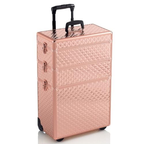 Trolley für Kosmetikerin und Friseur, praktisch und leicht, Silber (Rosa), Rosa von Xanitalia