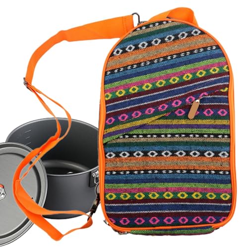 Xasbseulk Campingutensilientasche, verstellbare Camping-Organizer-Tasche, Campingaufbewahrung, Organizer, kompakte Küchenzubehör-Tasche, Aufbewahrungstasche für Outdoor-Aktivitäten, Orange 1, Refer to von Xasbseulk