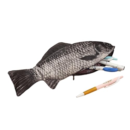 Xasbseulk Fisch-Federmäppchen – Lustiges Federmäppchen in Fischform mit Reißverschluss | Neuheit Fischstift | Entzückende und niedliche Federtasche für Schule, Klassenzimmer, Schreibwarensammlung, von Xasbseulk