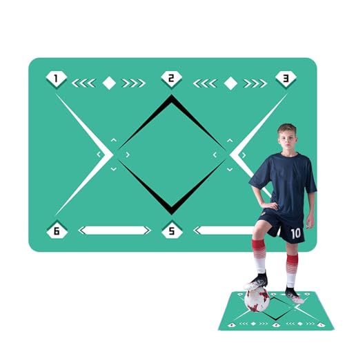 Xasbseulk Fußball-Fußschritt-Trainingsmatte, 90 x 60 cm, leises Fußball-Übungspad, Stoßdämpfung, Teppich, Fußball-Trainings-Bodenmatte, verbessert Gleichgewicht, Koordination und Kraft von Xasbseulk