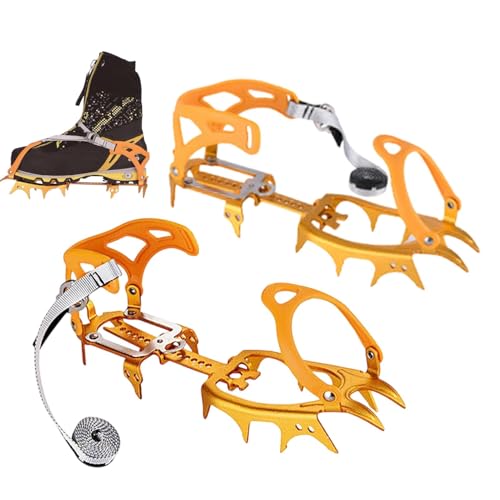 Xasbseulk Steigeisen für Wanderstiefel Damen - Walk Traction Cleats - 14 Spikes Steigeisen Eisklampen Traktion Schnee Griffe Anti-Rutsch für Wandern Angeln Walking Klettern von Xasbseulk