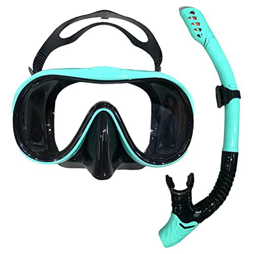 Xbsduih Tauchmaske Schnorchel Anti-Fog Tauchmaske Schnorchel Full Dry Tube Unterwasser SchwimmausrüStung Lake Blue+Black von Xbsduih