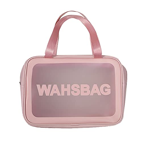 Xbsduih Tragbare Tasche für Kosmetik, Matt, Wasserdicht, Tasche für Kosmetik, Make-Up, Aufbewahrung Beutel, 30 X 10 X 21 cm, Rosa von Xbsduih