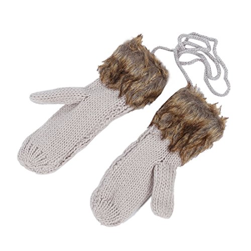 Xbsduih Warme Damen Rag Winter-Schnee-Handschuhe Strickhandschuhe mit Fleecefutter Pelz von Xbsduih