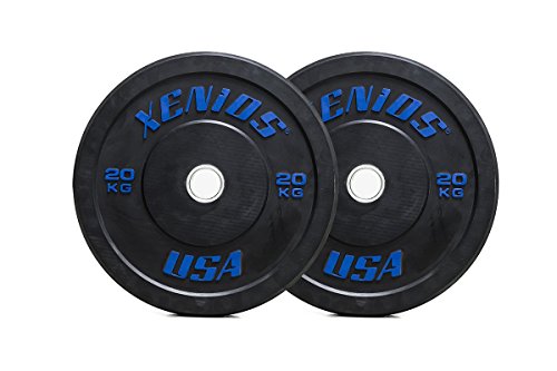 Xenios USA Gummi Bumper Plate mit Innerem Ring aus Edelstahl, Schwarz, 20 kg, XSBPRBPL20 von Xenios