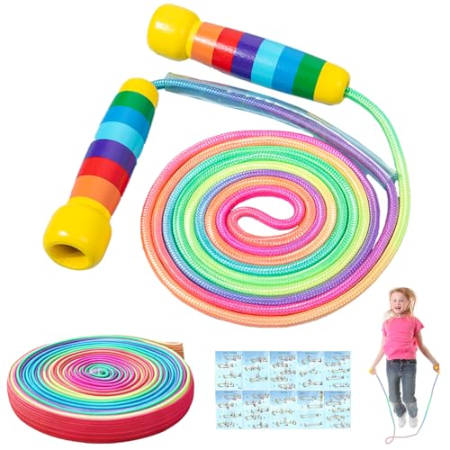 Springseil Kinder, Dehnbares Springseil, 250CM Jump Rope Kinder mit 300cm Regenbogen-Springseil und Holzgriff, Springseil Kinder für Mädchen und Junge Kinder ab 6,7,8,9,10 Jahre Springseil Kinder, Dehnbares Springseil, 250CM Jump Rope Kinder mit 300cm Regenbogen-Springseil und Holzgriff, Springseil Kinder für Mädchen und Junge Kinder ab 6,7,8,9,10 Jahre von Xerteam