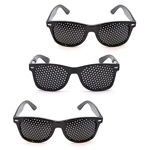 XiXiRan Rasterbrille Pinhole Glasses, 3 Stücke Augentrainer Lochbrille, Schwarze Rasterbrille, Pin-hole-brille Anti-ermüdungs-brille, Gitterbrille Mit Faltbaren Zum Augenentspannungstraining von XiXiRan